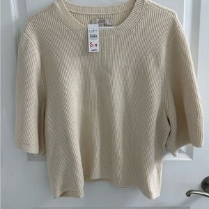 LOFT Women's Beige Crew Neck Sweater